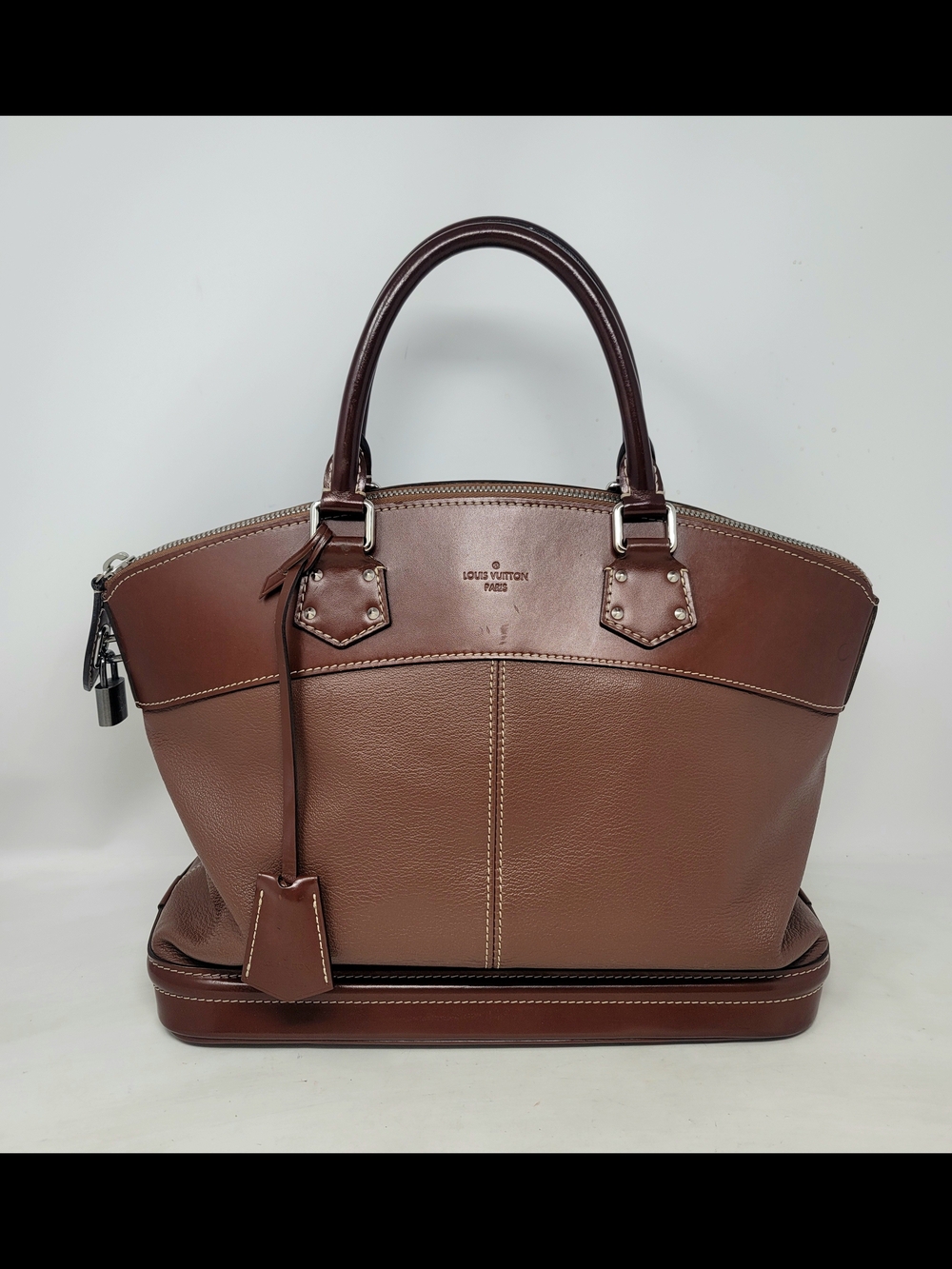 Louis Vuitton Suhali Lockit MM Chocolate Brown Leather Tote Bag Authentic VTG